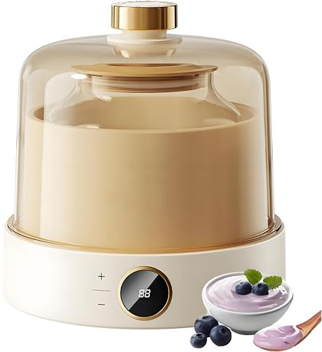 Fabricante de yogur: máquina totalmente automática de 1 litro con olla interior de vidrio, yogur casero, control de temperatura constante de 15 W