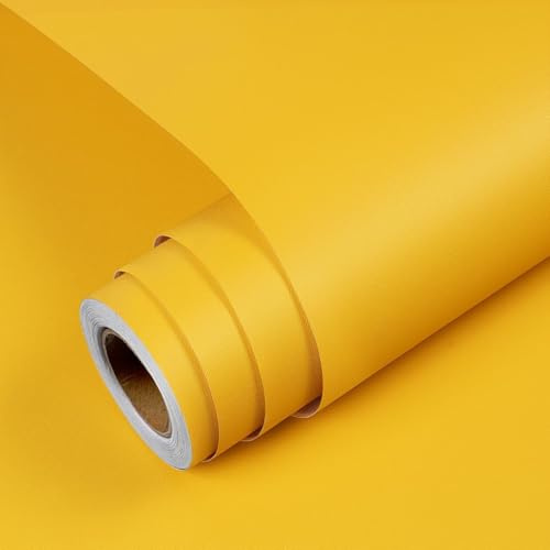 YENHOME Selbstklebende Tapete Gelb Kinderzimmer 40x300cm Klebefolie Möbel Gelb Matt Uni Schlafzimmer Möbelfolie Selbstklebende für Tisch Schrank Dekofolie Arbeitsplatte Küchen Wasserdicht