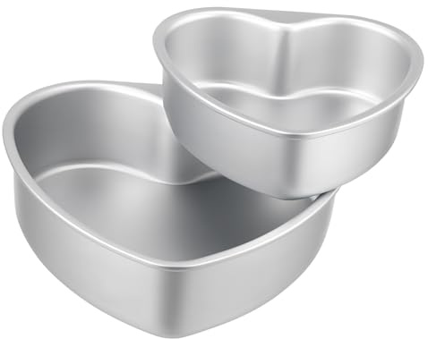 SMASOLO 2 Pièces Moule à Gâteau Cœur Aluminium et Antiadhésif Robuste pour Anniversaires Mariages et
