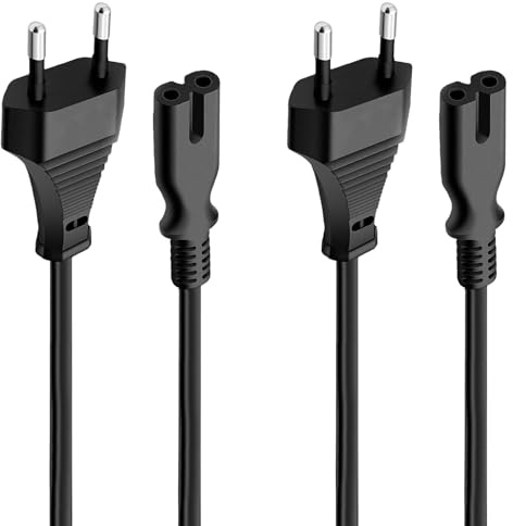 2pcs 1.5m Schwarzes Netzkabel, Schwarz, Fernseher, Tv Stromkabel, Gerätekabel 2 Polig, Stromkabel Fernseher, 2 Poliger Stecker, Geeignet Für Radio, Player, Receiver, Haushaltsgeräte