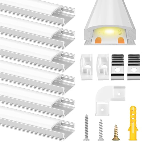 flintronic LED-Profil 6m, 6 × 1m Aluminium Profil U-Form, Selbstklebend | -LED Aluminium profil, Led Leiste, mit Endkappen und Montageclips, led Strip für Streifen Lichter, Zimmer Party