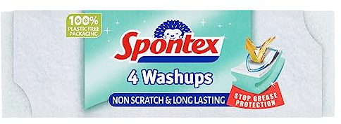 Spontex 4 Washups Non Scratch Sponge Scourers (Pack of 10)
