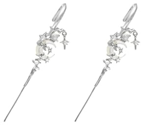 MYTH OF THE MOON Ear Hook Needle Piercing Earring,Gothic Earrings,Creative Star Moon Earrings,Ea/r Cuff Earrings for Women,Moonstone Ear/rings,Ear/rings for Top of Ea/r,E/ar Jacket Earrin/gs,Sliver
