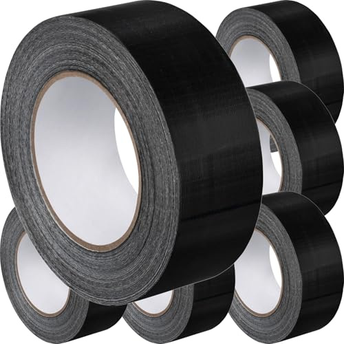doitBau Lot de 6 rouleaux de ruban adhésif en tissu - Ruban adhésif blindé - Hautement adhésif - Imperméable et résistant aux UV - 50 mm x 50 m - Noir - 300 m - Déchirable à la main - Pour montage de