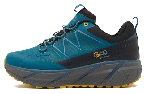 NORTH RIDGE Men's Flux Speed Low Waterproof Walking Shoes with High Traction Rubber Sole, Breathable, Durable Ripstop Upper, Cushioned, Outdoors, Hiking & Trekking Footwear