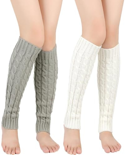 ZXTGBQ 2 Paia Scaldamuscoli Unisex, Scaldamuscoli Lavorati A Maglia Per Donne Da Donna, Scaldamuscolo Danza Ballo Moda Caldi Inverno, Warmer Gamba Ginocchio Invernoscaldamuscoli, Uso Quotidiano
