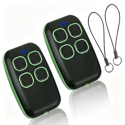 2 Télécommande Portail Universelle 4 en 1, télécommande Rolling Code Universel multifréquence de 280 à 868 MHz. Radiocommande Portail programmable Version Mise à Jour avec liste de compatibilité Vert