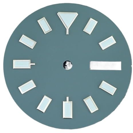 AOIMBNQC 1 Unidad de Esfera Reloj estéril NH36 28,7 x,5 24,9 0,4 mm, luminiscente Azul verdosa con Ventana Fecha for Movimiento automático (Pieza Repuesto)