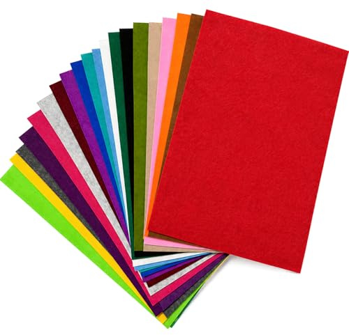Bastelfilz 2mm 20 Farben, Filzstoff 20 x 30 cm A4, Filzplatten & Filzbogen aus Polyester, Felt Fabric für DIY Basteln, Nähen, Patchwork, Deko und Handwerk