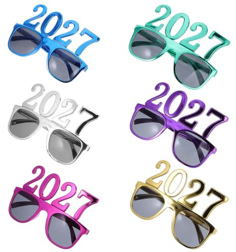 Supvox 6 Stück Zahlenbrille aus PC Material Leichte Fotorequisite für Silvester Dekoration Festlicher und Auffälliger Partyspaß für Ganze Familie