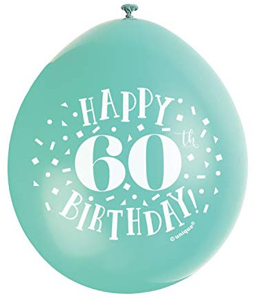 Happy 60th Birthday Assorted Colors Latex Balloons (22cm) Pack of 10 - Festive & Fun Party Decorations, Purple