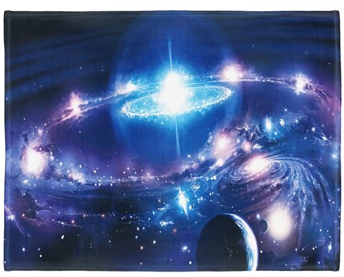 YISUMEI Decke 150 x 200 cm Kuscheldecken Sanft Flanell Weich Fleecedecke Bettüberwurf Weltraumplaneten Monde Galaxien