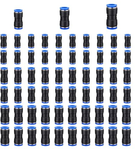 Aulufft 60 Pcs Straight Push Connectors Quick Release Pneumatic Connectors Air Line Quick Connect Fittings Kit for 6/8/10 mm Tube OD, 2 Way