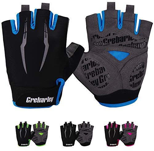 Grebarley Guanti MTB,Guanti da Ciclismo, Mezze Dita Guanti Ciclismo Estivi Uomo Donna, Traspirante/Antiurto/Confortevole/Antiscivolo Adatto per gli sport all'aperto