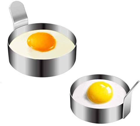 Koksi Anneau d'oeufs Anneaux de friture pour Oeufs Ronds en Acier Inoxydable Moule à Oeufs de Cuisson antiadhésif pour poêle à Frire bifteck de crêpe aux Oeufs frits Omlete à Cuisson Facile