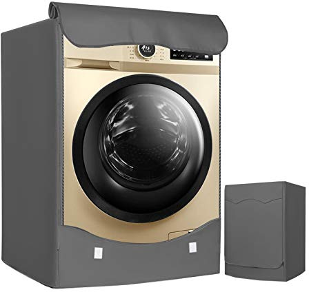 LEESITEC Coprilavatrice da Esterno Impermeabile per Lavatrice e Asciugatrice , con Apertura Frontale,Grigio, M,60×53×85 cm