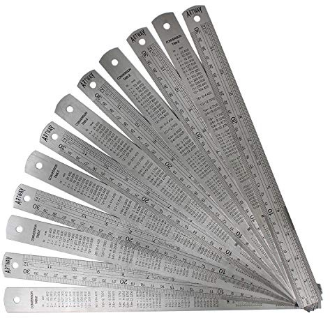 Artway - Lineal aus Edelstahl - Silberfarben - 30 cm