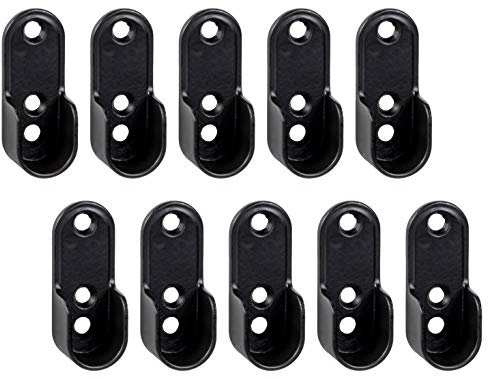 Gedotec Lot de 10 supports de tringle à vêtements ovales en métal noir à visser pour penderie, penderie et niches
