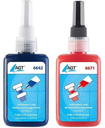 AGT Schraubensicherung: Schrauben- und Muttersicherungsmittel, mittel- und hochfest, 2x 50 ml (Schraubenfest, Muttern Sicherungsmittel, Schraubensicherungs)
