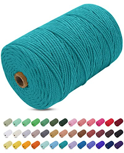 Uiopa Hilo Macrame 3mm x 200m, Cuerda Macrame Gruesa Cuerda de Algodon Natural, Cordel Colores Hilo de Algodón para Manualidades, Macrame Pared, Cortinas, Colgar Plantas, Colgar Fotos (Azul eléctrico)