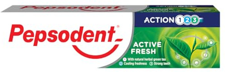 Pepsodent Active Fresh with fluoride and calcium Toothpaste for 24-hour cavity protection 75 ml