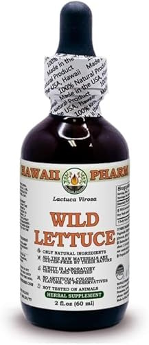 Hawaii Pharm Europe Wild Lettuce (Lactuca virosa) Alcohol-Free Liquid Extract, Organic Dried Herb Glycerite, Non-GMO & Gluten-Free, 60 ml (2 fl oz)