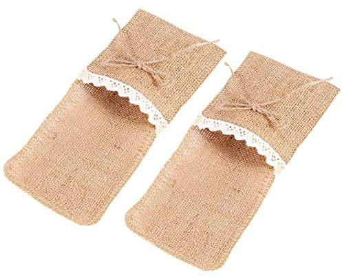 SuanQ 20 PièCes SéRies Pays Table de Mariage Argenterie Titulaire Toile de Couverts Poches Fourche Poches Rustique DéCoration de Mariage