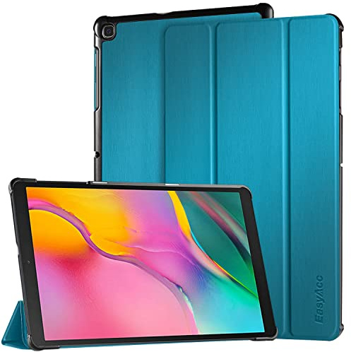 EasyAcc Hülle Kompatibel mit Samsung Galaxy Tab A 10.1 2019 T510 T515 - Ultra Dünn mit Standfunktion Slim PU Leder Pfauenblau | Ultra Dünn mit Standfunktion Slim PU Leder Schutzhülle,Auto Schlafen/Wachen,Pfauenblau