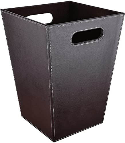 GORESE Cestino per la carta Ufficio, Cestino per la carta in pelle di colore Marrone, design moderno, pattumiera per cucina, bagno, ufficio (piazza-marrone)