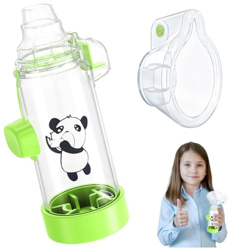 Soft Silicone Inhaler Spacers for Adults and Kids - Fun and Colorful Nessi OTC Spacer (Kids-Panda-Green)