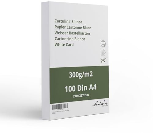 100 Zeichenkarton Weiß 300g papier A4 - Packung mit 100 Blatt 21x29,7cm Kartonpapier - Dickes papier a4 zum drucken - Bastelkarton – Cardstock – Fotokarton – Tonkarton