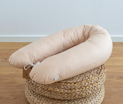 LOOLAY 170 & 190 cm Classic WEIß, GRAU, BEIGE Schwangerschaftskissen SEITENSCHLÄFERKISSEN Stillkissen Variante M/L oder L/XL, Lagerungskissen inkl. 100% Baumwolle Bezug (100% BEIGE, 170 cm)