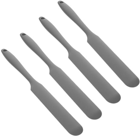 UTHCLO 4stücke Teiliges Silikon-spatel Für Küche Hitzebeständig Rutschfest Zum Backen Und Kochen Lebensmittelechtes Material Praktisch Und Leicht Zu Reinigen Kleine Graue Spatel