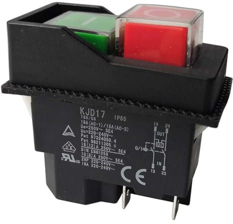 Lobamop Interruttori elettromagnetici a pulsante interruttori per attrezzi da giardino KJD17 220 V 4 pin -terminali