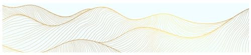 wandmotiv24 Fototapete panorama Goldene Wellen, selbstklebende Strukturtapete 260g - Mittel (250x50cm) Gold, Wellen, Abstrak, Vektor, Grafik, Weiß, Linien M0121