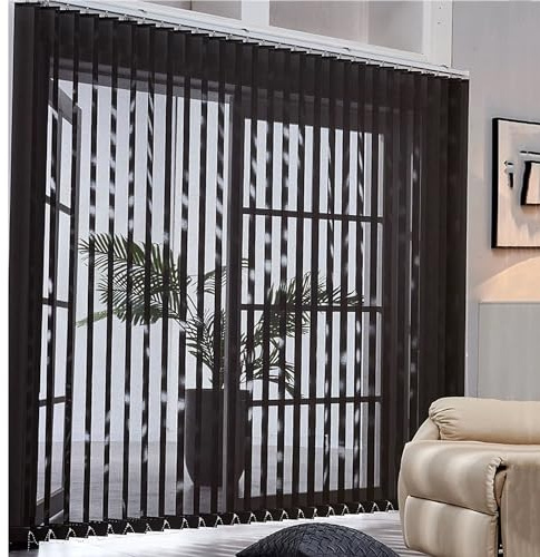 LRYELWA Cortina Lamas Verticales Translúcida Negro,Persianas Venecianas Blackout para Oficina Hogar Ventanas,Estores de Filtrado de luz,Colores Personalizable,Medidas Ancho x Alto (60cm x 200cm)