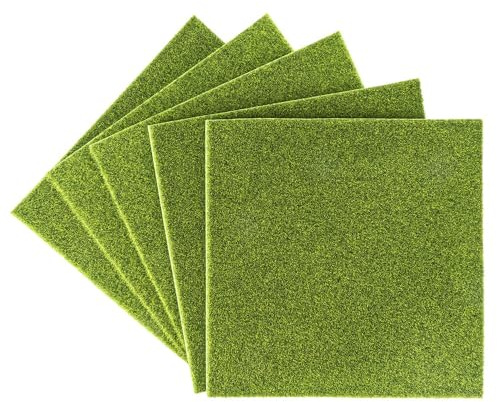 Ideen mit Herz Grasmatten-Set | 5 Stück | Kunst-Gras | Modellbau | Dekoration | Miniatur-Garten | 20 cm x 20 cm | 4 mm hoch | grün