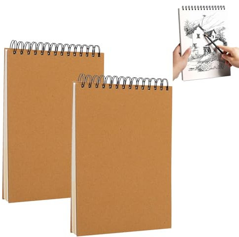 Blanko Skizzenblock, Zeichenblock A5 Skizzenbuch, Spiralgebundenes Zeichenblock, 2 Stück/100 Blatt Skizzenbuch für Künstler, zum Skizzieren, Malen, Scrapbooking Oder Aufzeichnen Täglicher Aktivitäten