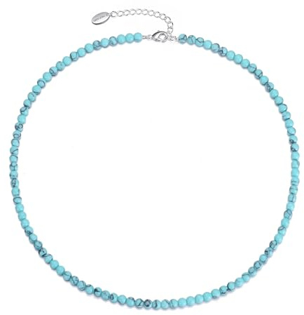 Philip Jones Synthetic Turquoise Mini Beaded Gemstone Necklace