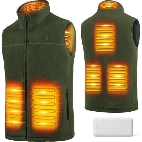 LABCOOL Beheizbare Weste Herren Damen - Heizweste aus Microfleece - mit 6-Zonen-Heizung & 3 Temperaturstufen - USB-Betrieb mit 10000mAh Powerbank - Maschinenwaschbar