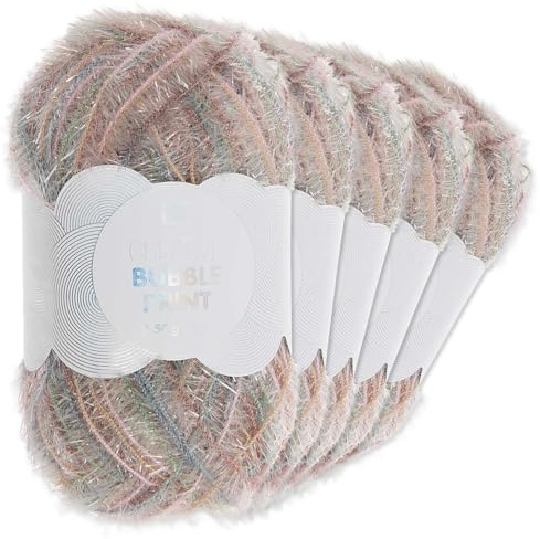 Frida's Wollhaus Rico Design 5 x 50 g Creative Bubble Schwammgarn Wolle Stricken Häkeln 57 Farben (001 | Print Rosa-Patina)