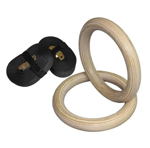 EKalgretrA Turnringe Holz Holz 28mm Übung Fitness Gymnastikringe Gym Übung Pull Ups Muscle Ups