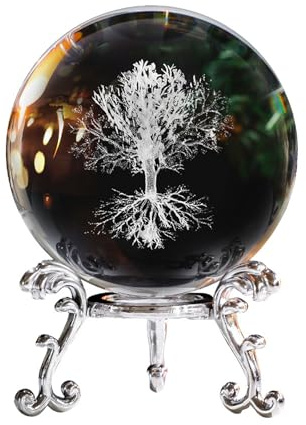 Bola de cristal del árbol de la vida, regalos de cristal grabados, bola de adivino, bola de cristal 3D, adornos de oficina, decoraciones de brujas, regalos para oficina en casa, el mejor cumpleaños,