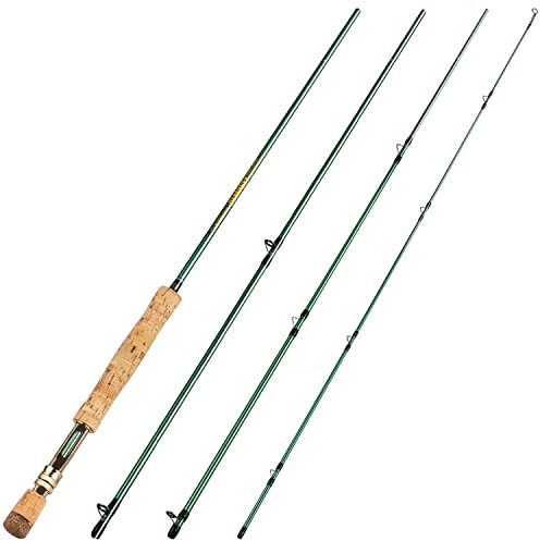 Sougayilang Fliege Angelrute 4-teilige 9-Fuß Leichte Ultra Portable Fliege Angelstange für Forelle Lachs Sunfish Outfit Reise Angeln-7/8 - Grün