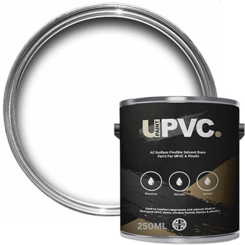 upaintpvc - All-In-One UPVC Plastic Paint 250ml - Windows - Doors - Frames - Conservatories - Fascia - Downpipes - Guttering | Semi Matt Finish - 250ml (Brilliant White)