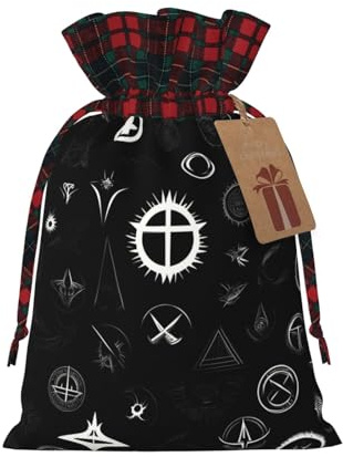 Personalisierte Weihnachts-Geschenktüten, Schwarz-Weiß-Universum-Druck, Weihnachtsmann-Verpackung mit Etiketten, wiederverwendbare Kordelzug-Süßigkeiten-Stoffsäcke für festliche Weihnachtsfeier