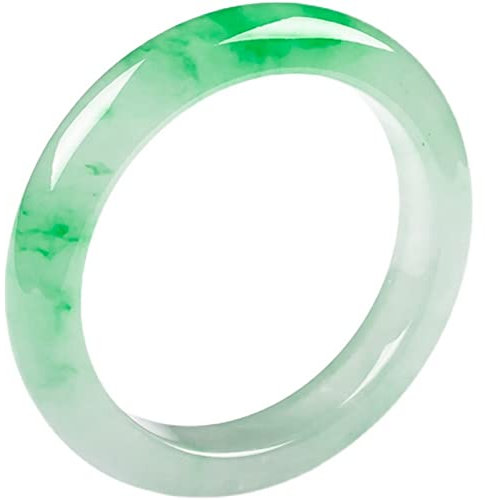 QTYQWC Burmesischer Eisklebriger Jade-Armreif für Frauen, EIS, transparent, hellgrün, schwimmende Blume, Jadeit-Armbänder, Muttertagsgeschenke