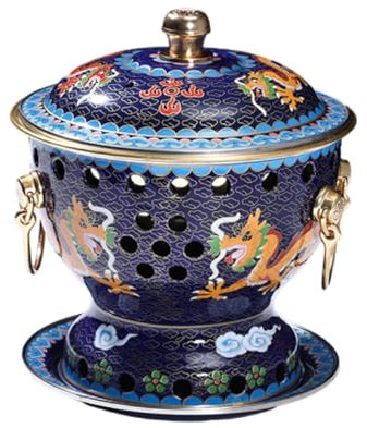IUYIXWFP Einzelperson Kleiner Kupfer Topf Altes Peking Kleiner Fettes Kuh Hot Chinese Chinese Traditionelle Cloisonne Hot Pot Handels Alkohol Aktien roter Kupfer Hot Pot,B
