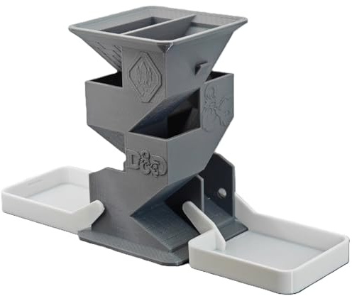 Faltbarer Würfelturm mit doppelten Trays, Tragbarer 3D-Druck Faltbarer DND Würfel Rolling Tower für Drachen und Dungeons D&D Tabletop RPG Spiele Grau+Weiß