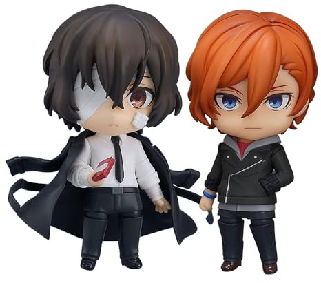 Zhongkaihua Bungo Stray Dogs - Figura de anime Chuuya y Dazai, figura de acción con accesorios, modelo de arcilla Bungo Stray Dogs articulaciones, cabezas intercambiables movibles, adornos